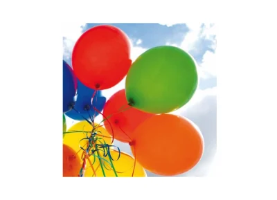 Quadratische Klappkarte mit Briefumschlag. Motiv: Bunte Luftballons