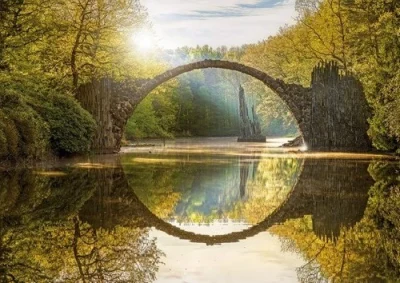 Grußkarte M mit Briefumschlag. Motiv: Rakotzbrücke im Kromlauer Park, Deutschland