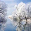 Grußkarte M mit Briefumschlag. Motiv: Winterlandschaft am Kochelsee