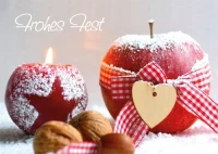 Grußkarte Weihnachtsdeko mit Apfel