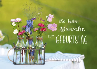 Grußkarte M mit Briefumschlag. Motiv: Die besten Wünsche zum Geburtstag