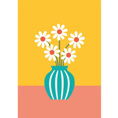 Grußkarte Vase mit Margeriten