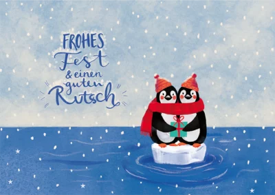 Grußkarte Weihnachtspinguine