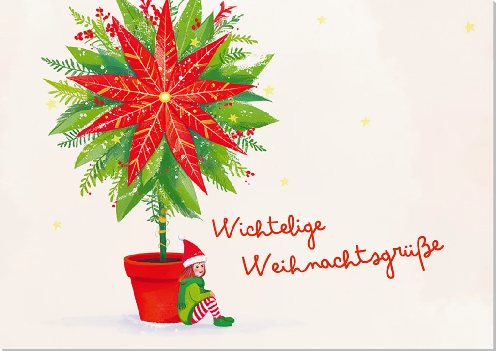 Grußkarte M mit Briefumschlag. Motiv: Wichtelige Weihnachtsgrüße