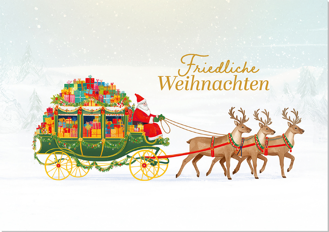 Grußkarte M mit Briefumschlag. Motiv: Weihnachtskutsche