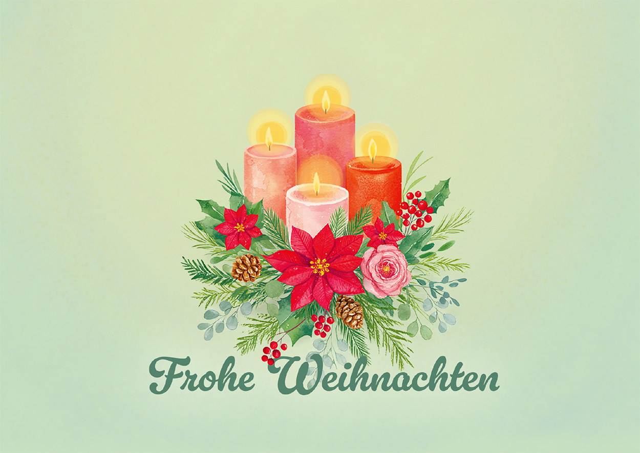 Grußkarte M mit Briefumschlag. Motiv: Adventskranz